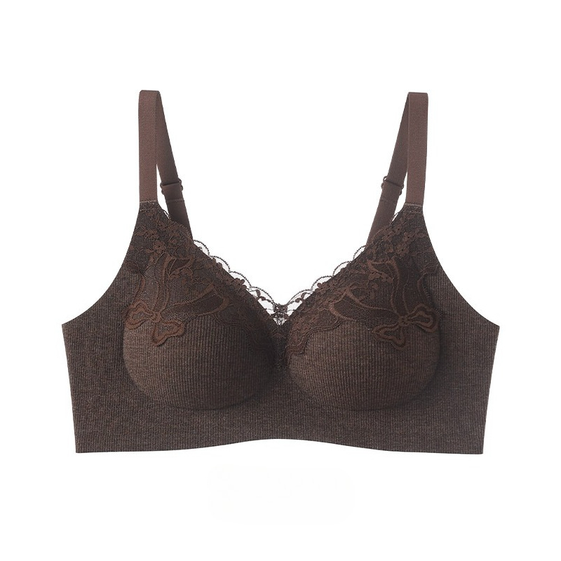 Wirefree Bra Comfort - Bralette Berenda Bergaris untuk Wanita, Tanpa