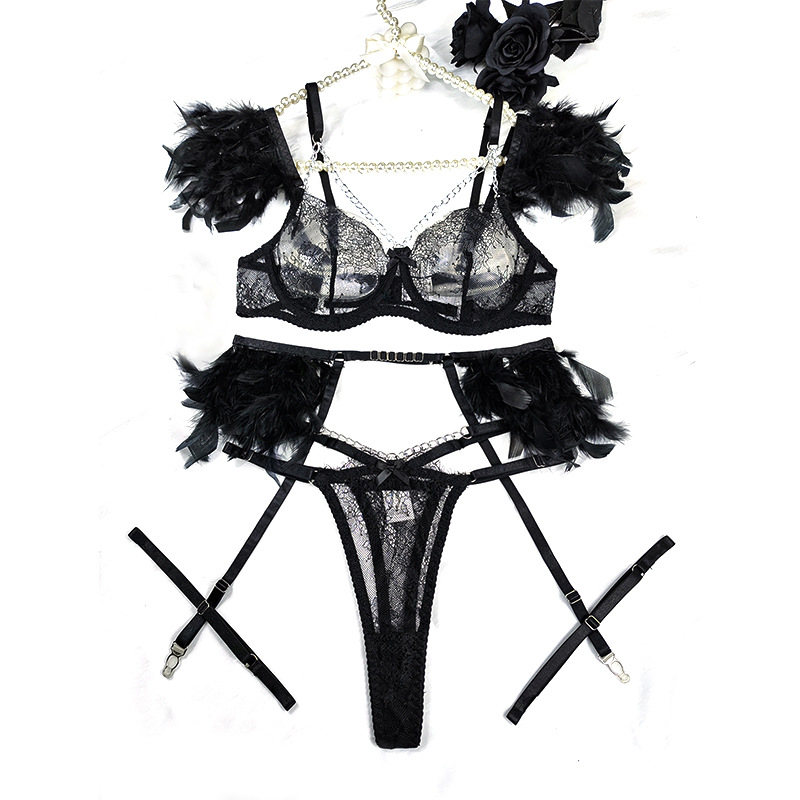 Lace Bralette Set - Lingerie renda seksi, setelan pakaian dalam