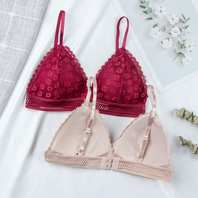 Lace Bralette Set - Atasan Bra Renda Bunga Seksi untuk